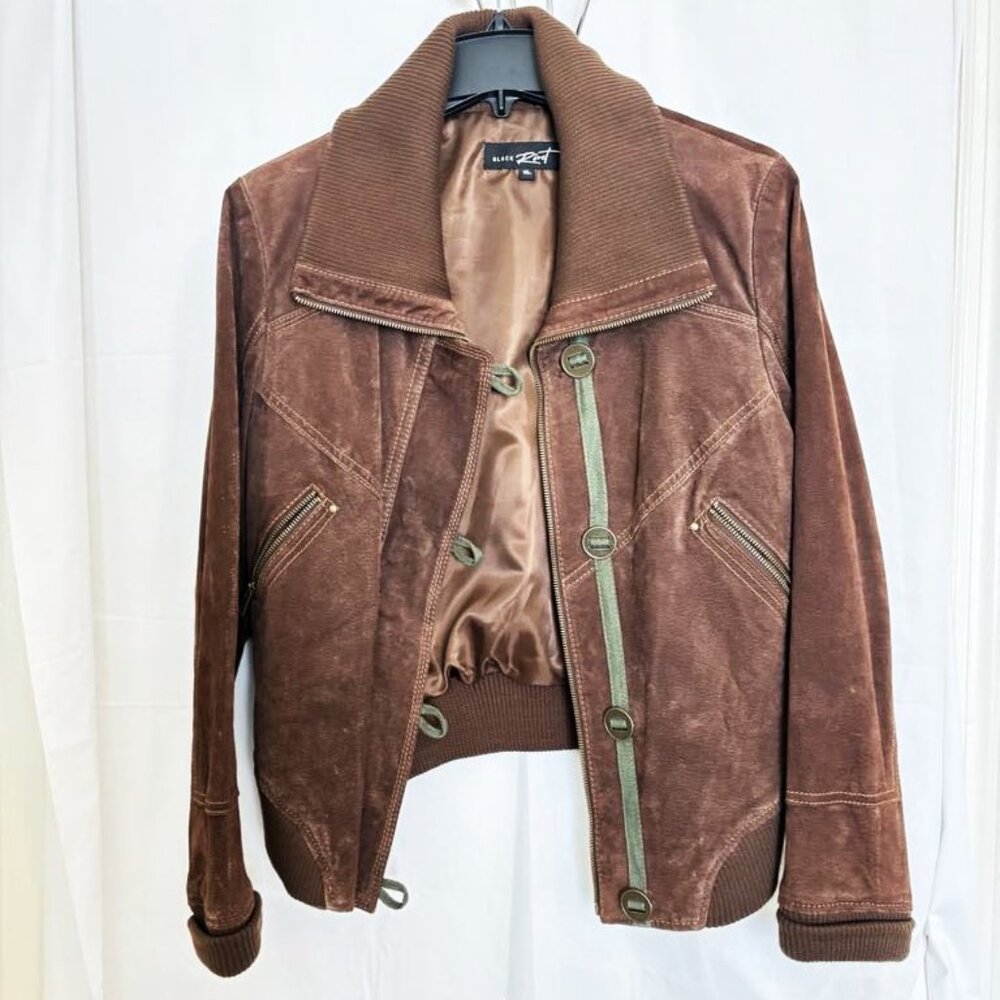 Wilsons Black Rivet Suede Leather Bomber Jacket L/XL